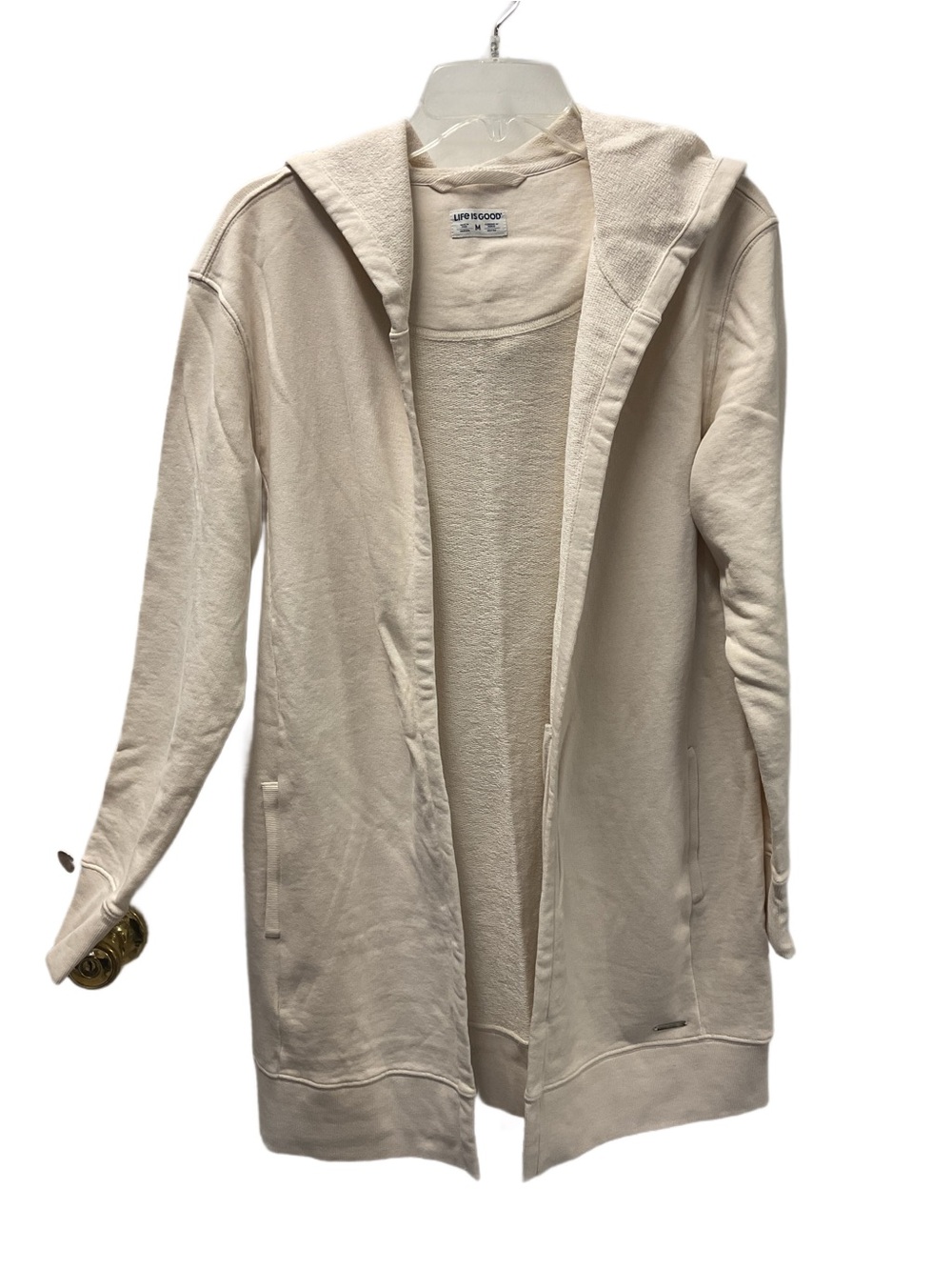 Life Is Good Light Cream 100% Hoody  Open-Front Cardigan